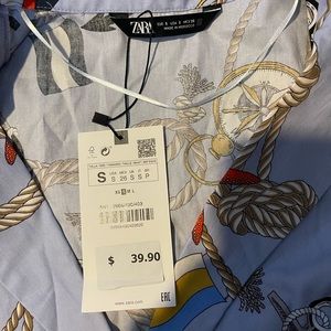 Zara Tied Detail Button Down Shirt